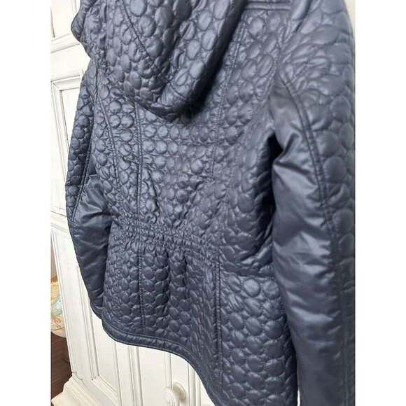 Laundry by Shelli Segal Ws Small Jacket Navy Lightweight Full Zip Quilted Hooded - Picture 3 of 14